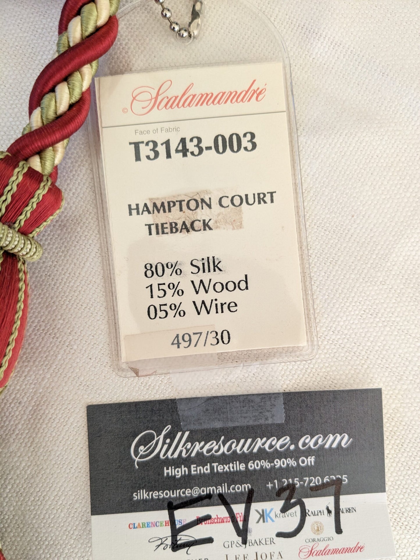 Scalamandre Hampton Court Tieback Red Green Cream Tassel MSRP USD 1058
