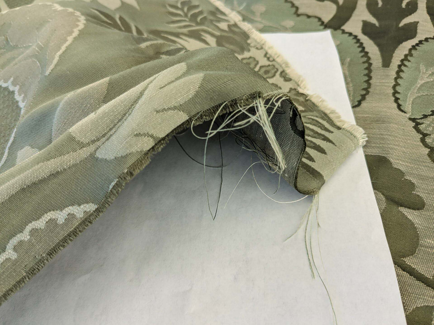 BY Yard Palace Of Iris Renaissance Damask Silk Linen Sage Mint Green MSRP US 400+/yard