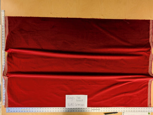 King's Silk Velvet Crimson Red Radiance Highest Quality Heavy 39,000+ martindale MSRP USD 728/Yard