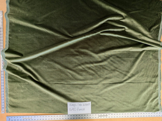 King's Silk Velvet Forest Green Radiance Highest Quality Heavy 39,000+ martindale MSRP USD 728/Yard