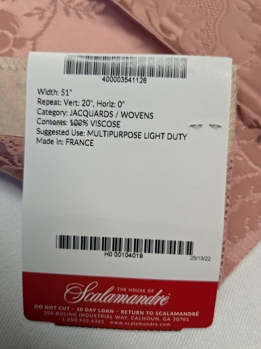 Special Order Scalamandre Lelievre Paris Alicante Damask Pink Floral VIscose MSRP USD656/y