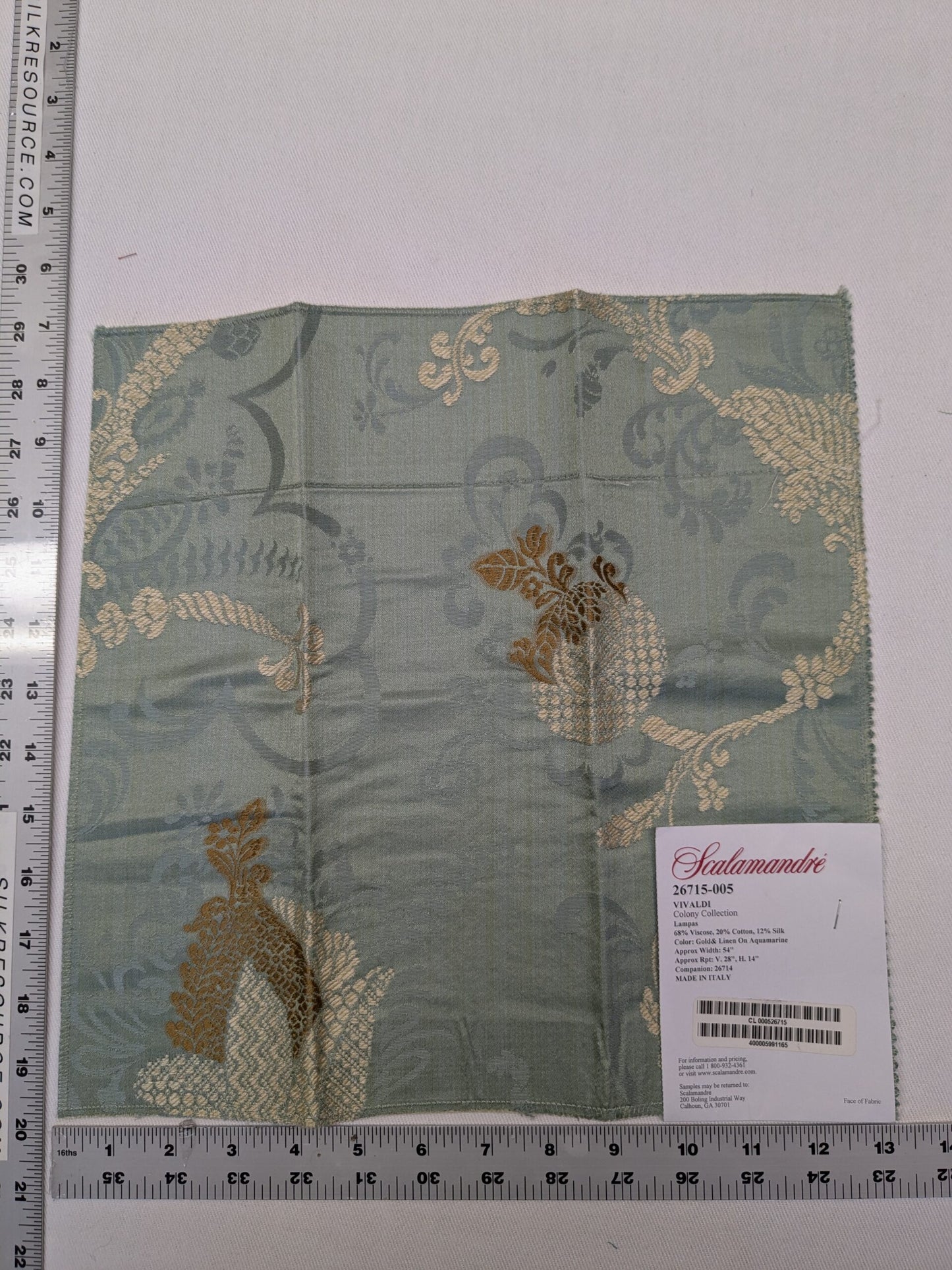 Special Order Scalamandre Colony Fabric Vivaldi Navy & Linen on Blue Botanical Foliage MSRP USD640/y