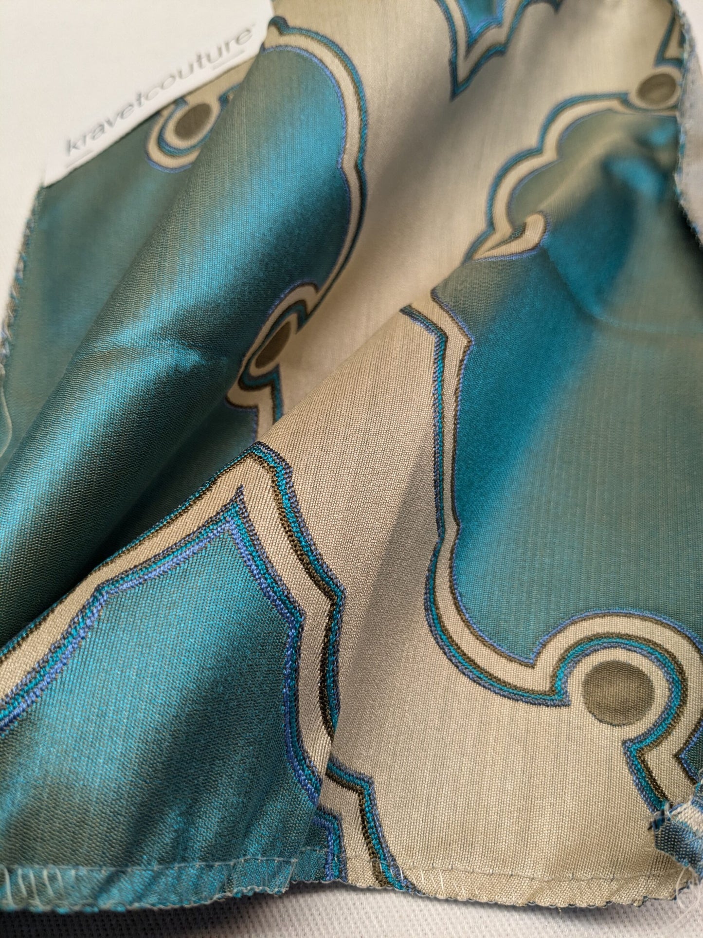 Special Order Kravet Couture Interpretation - Turquoise Blue Silk Jacquard Medallion MSRP USD 348/y