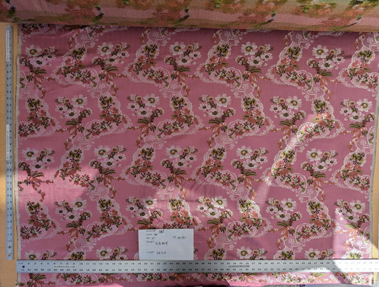 by yard Scalamandre Old World Weavers Avvoltoio Multi on Fuschia Historic Flora Pink Silk Lampas MSRP USD 1156/Y