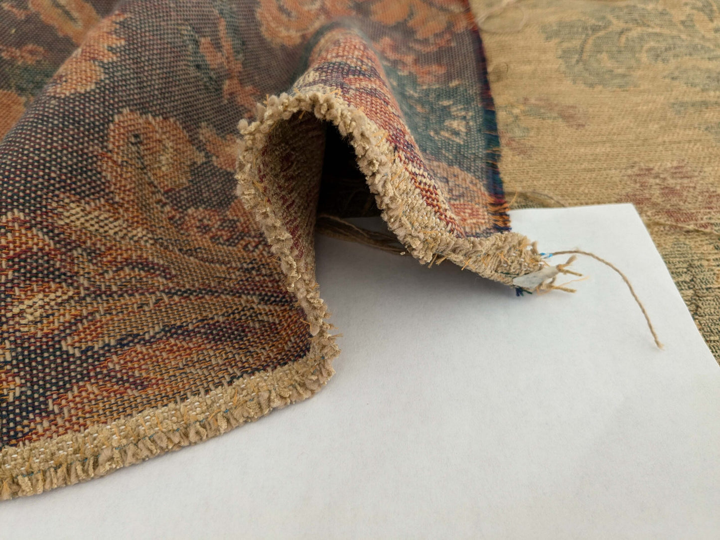 by yard Scalamandre Spenceley in Antique Multi Chenille Renaissance Medallion Gorgeous Subtle Patina Heavy Gold Brown Floral