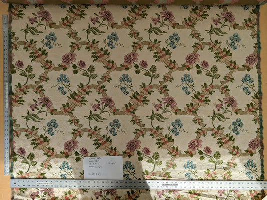 3.2 yards Scalamandre Floral Botanical White Cream Green Upholstery