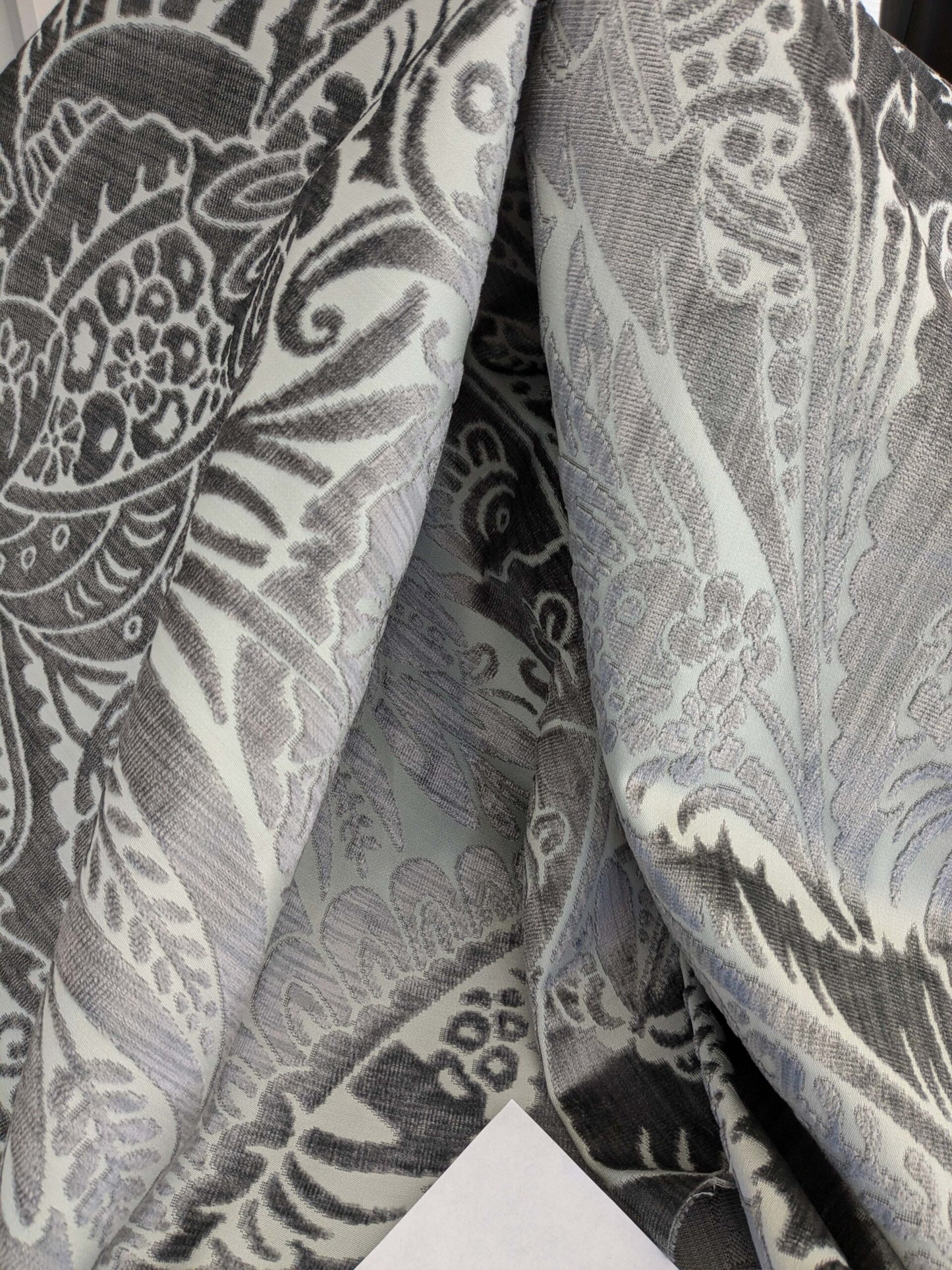 2 yards Scalamandre Welwyn Gray Silver Cut Velvet Silk Velvet Grand Botanic Pomegranite Rose MSRP USD 1000+/Y