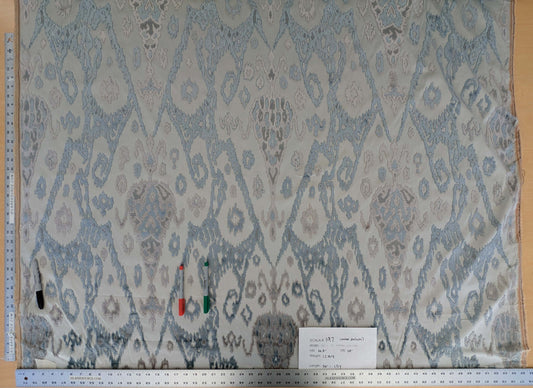 1.35yards Scalamandre TAI LAO Blue Cut Velvet Beige Blue Art Deco MSRP USD 532/Y