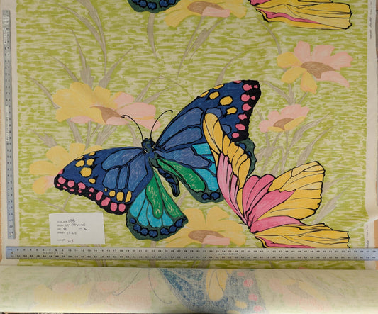 by yard Scalamandre Kilifi Verde Linen Multi on Green Giant Butterfly Floral