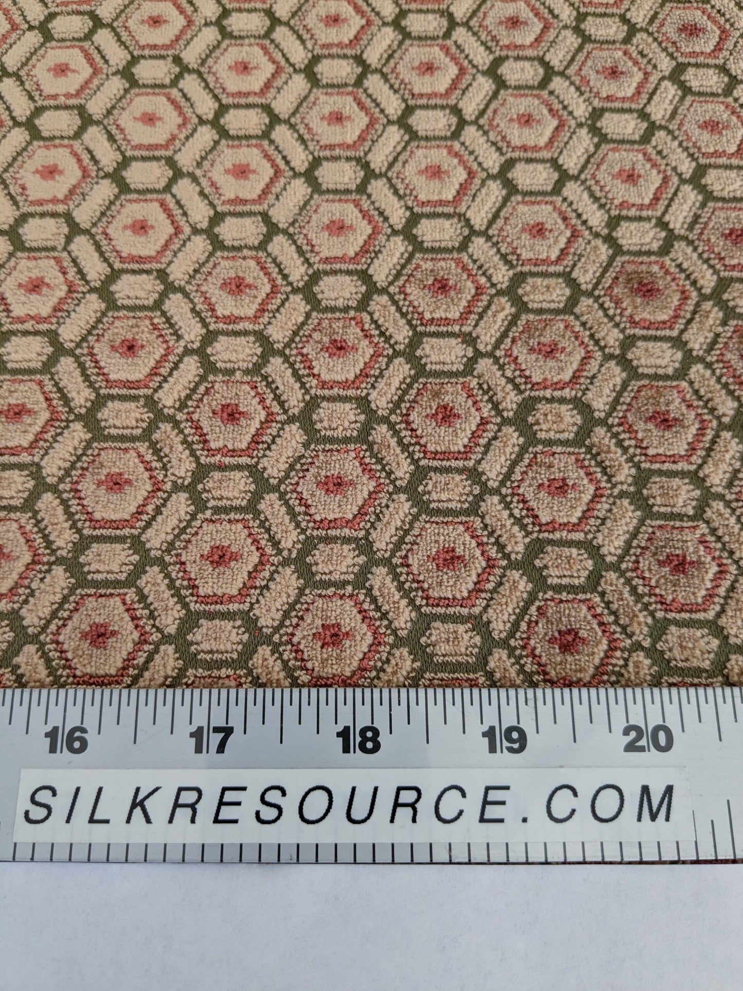 By yard Scalamandre Old World Weavers Manet Green Brown Beige Velvet Viscose Small Scales Geometric MSRP USD570/y