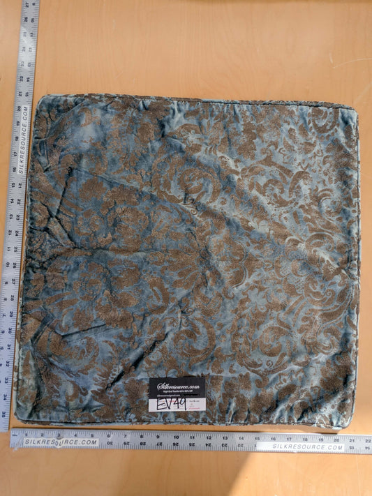 Scalamandre Palladio Velvet Damask Blue Gold Pillow Case Glittering MSRP$459 3-Ev49