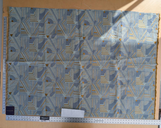 1.1 yds x 55"w Scalamandre Lelievre Paris kasai Aqua Blue Geometric Abstract Graphic 14-Ev49