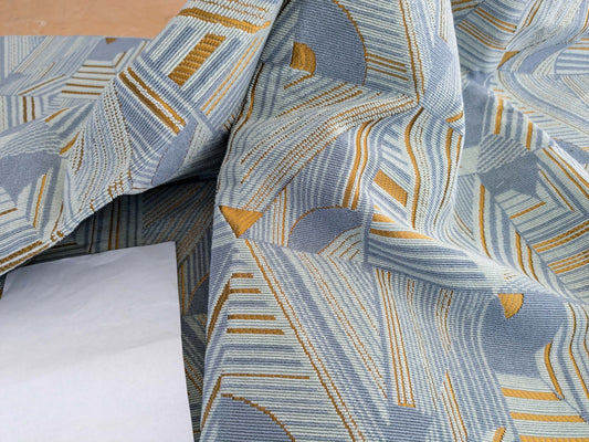 1.1 yds x 55"w Scalamandre Lelievre Paris kasai Aqua Blue Geometric Abstract Graphic 14-Ev49