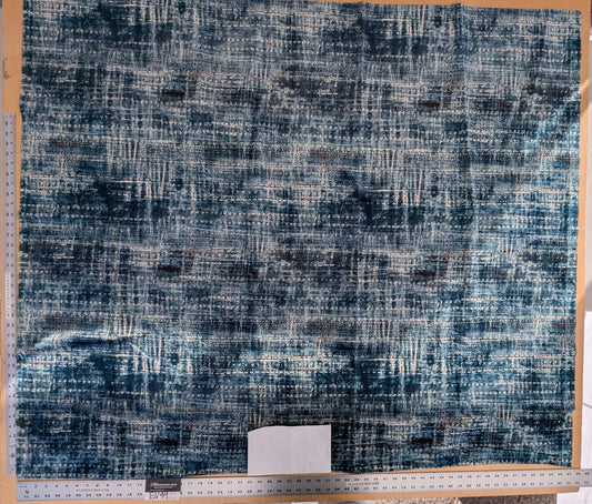 1.4y x 54" Scalamandre Old World Weavers Travertine Grotto Blue Velvet Abstract Cotton MSRP USD256/y 19-Ev49