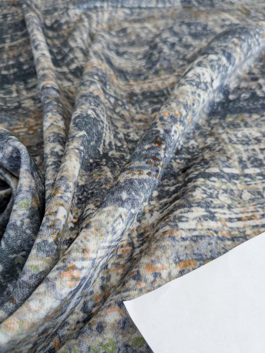 1.4y x 54"w Scalamandre Old World Weavers Travertine Grotto Deep Blue Velvet Abstract Cotton MSRP USD256/y 20-Ev49