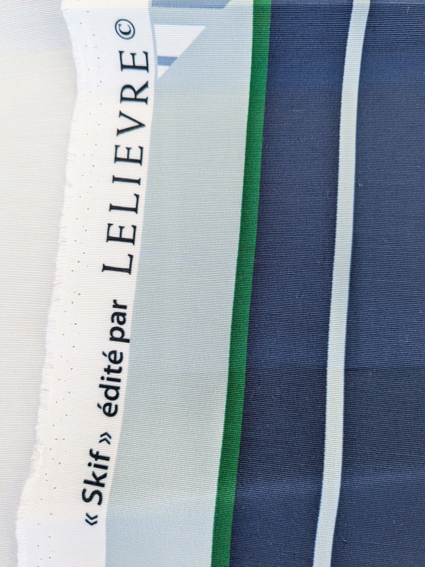 2.4y x 53"w Scalamandre Lelievre Paris Skif Yacht Blue White Green Polyester Geometric Graphic MSRP USD436/y 21-Ev49