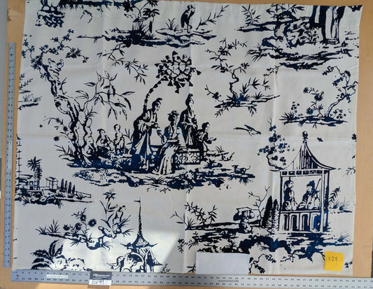 1.2y x 66"w Scalamandre Summer Palace Porcelain Blue White Chinoiserie Scenic Toile MSRP USD 262/y 22-Ev49