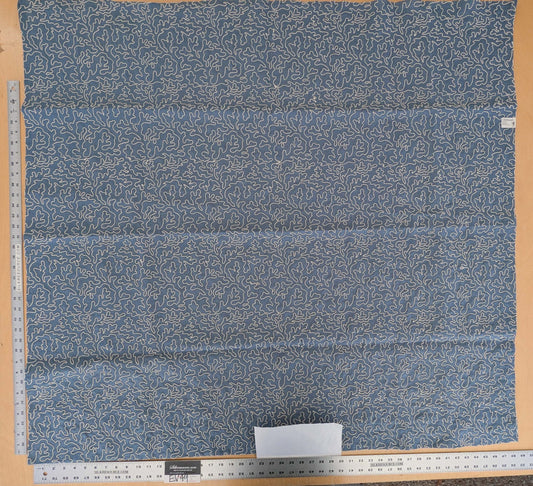 1.2y x 50"w Scalamandre Coraille Copenhagen Blue Embroidery Linen Abstract MSRP USD314/y Piece B 27-Ev49