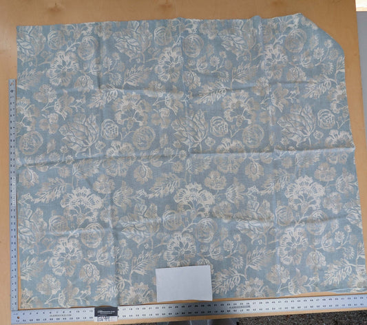 1.2 x 53"W Scalamandre Calais Linen Print in Sky Blue Mediterrinan Pomegranite Block Print Heavy Linen MSRP USD300+/y 31-Ev49