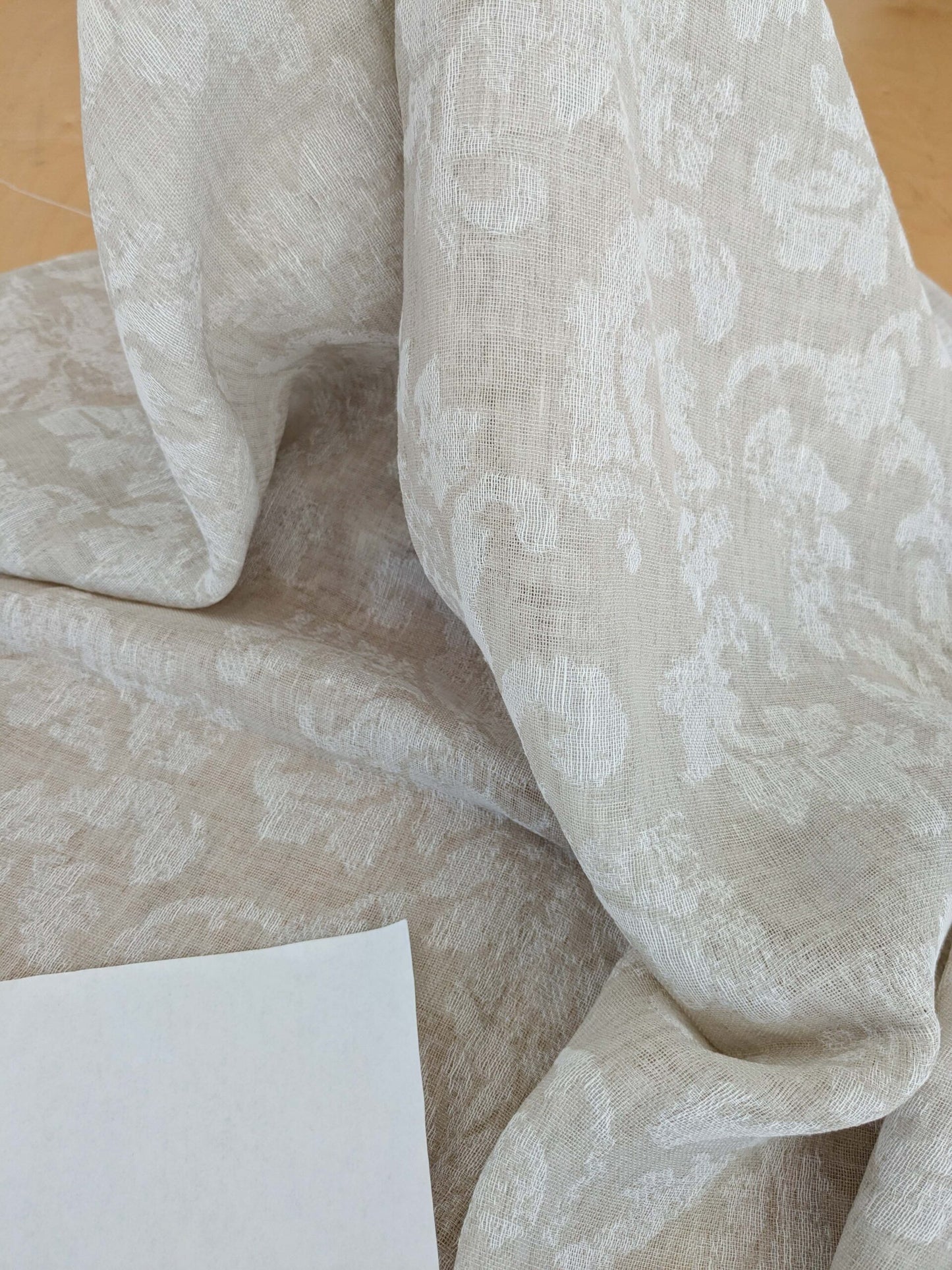 2.4y x 54"w Scalamandre Alhambra Bella Chantilly Beige Sheer Damask MSRP USD 298/y 32-Ev49