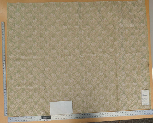 1.2y x 55"w Scalamandre Boutonniere Leaf Green Renaissance Small Scale Berry Pomegranate Jacquard Cotton Linen MSRP USD 402/y 33-Ev49