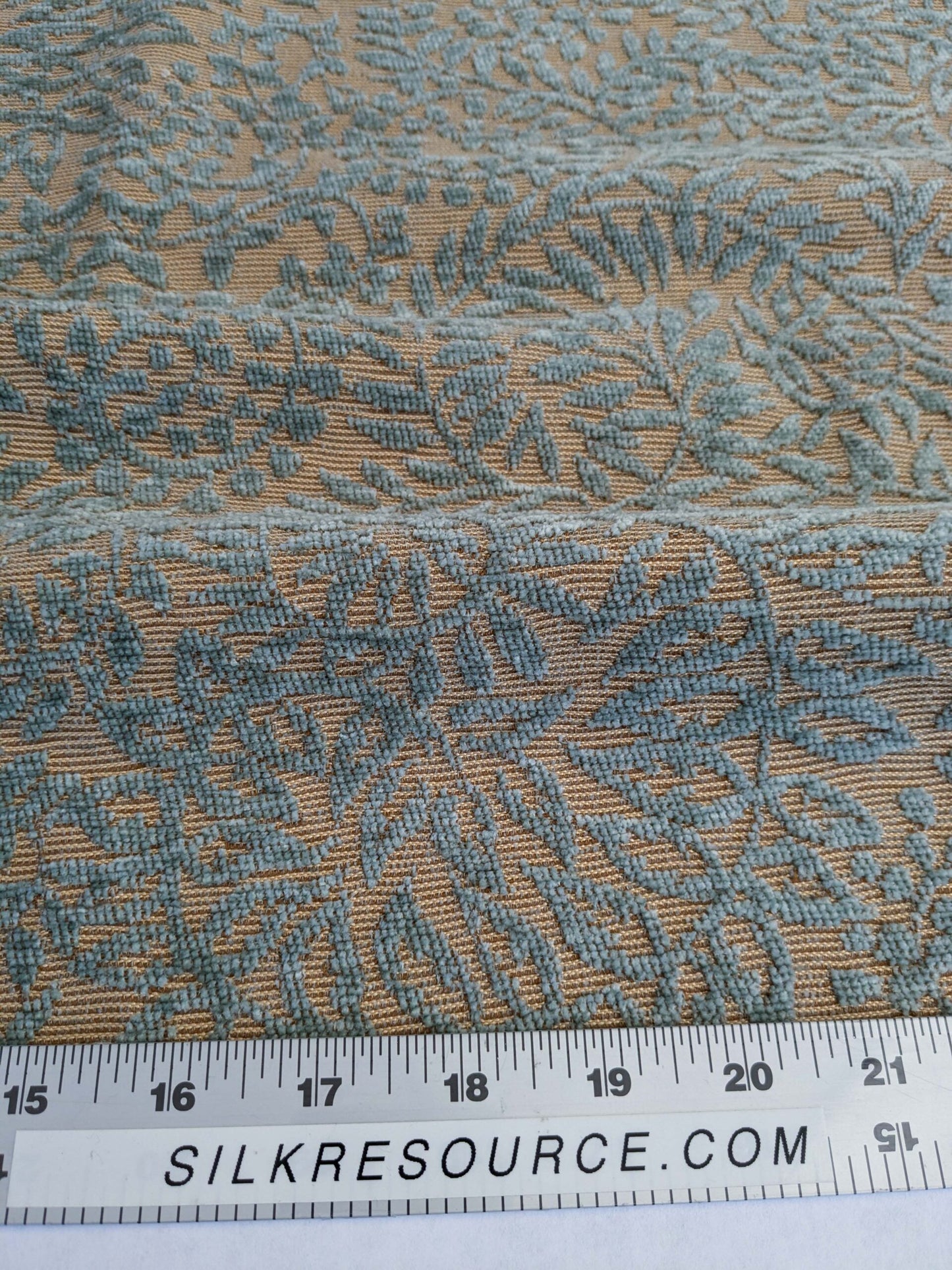 1 EV50 27" x 26" Scalamandre Square Old World Weavers Woodland Aquamarine Forest Green Brown Leaf Vine Jacquard MSRP USD 144/Y