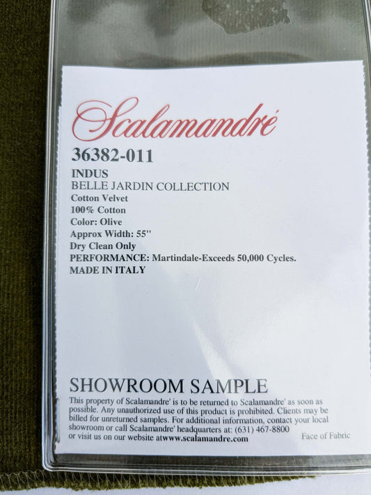 2 EV50 26" x 26" Scalamandre Square Indus Olive Green Plain Solid Cotton MSRP USD 210/y