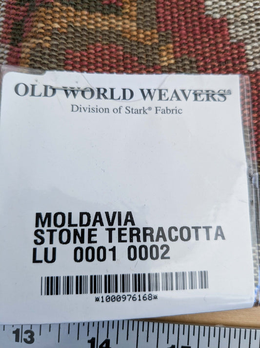 3 EV50 25" x 27" Scalamandre Moldavia Stone Terracotta Gray Red Green Linen Cotton Tapestry MSRP USD 684/yard