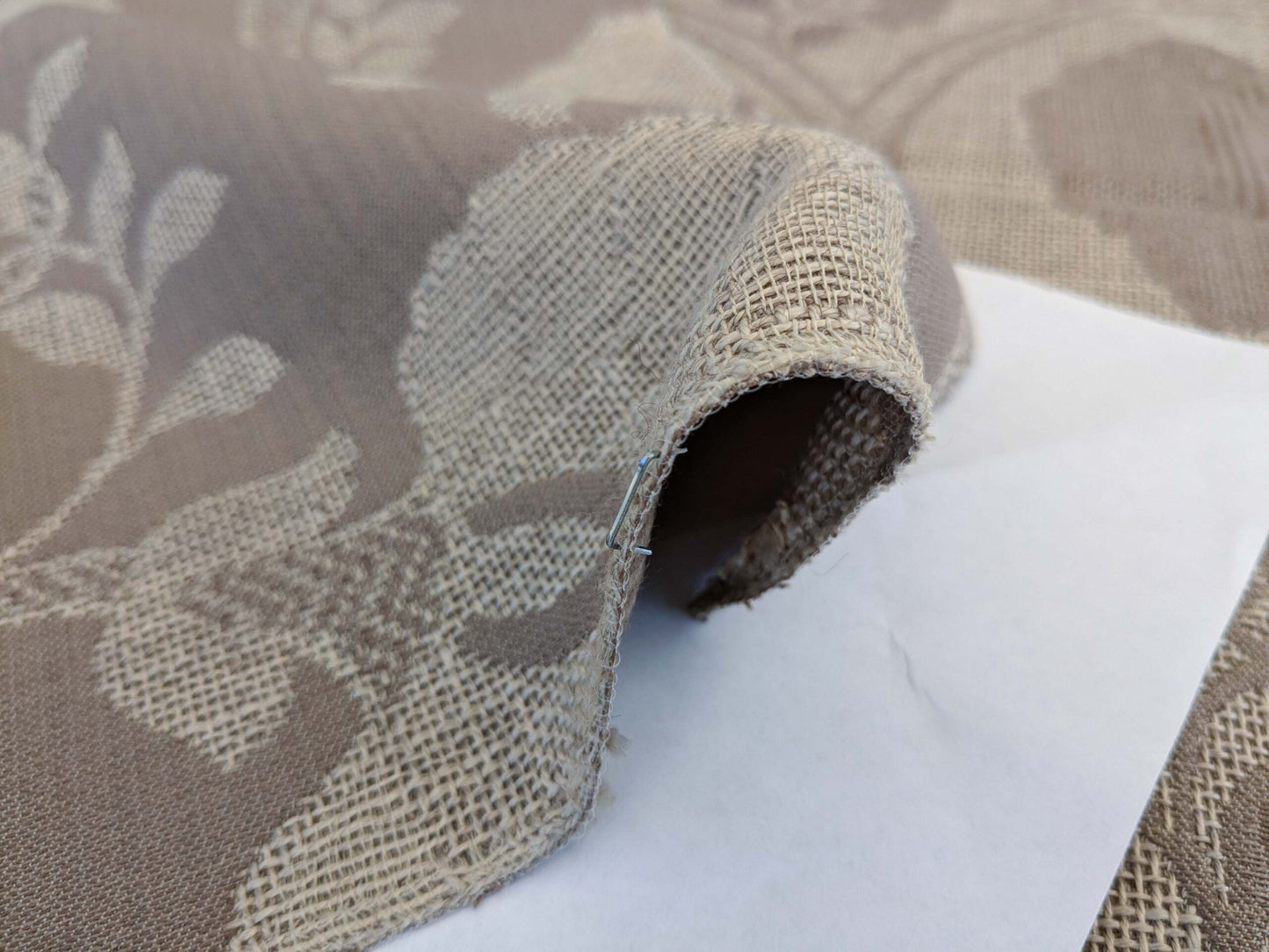 5 EV50 25" x 26" Scalamandre Square Edmond Petit Bastide Basalte Tan Brown Floral Polyester