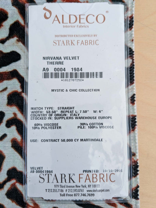 29 EV50 25" x 27" Scalamandre Aldeco Nirvana Velvet Therre Orange Black White Abstract