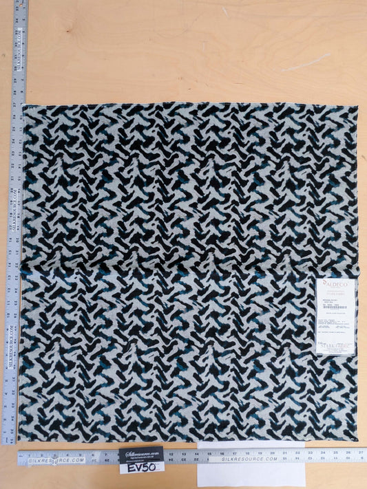 30 EV50 25" x 27" Scalamandre Aldeco Nirvana Velvet Deep Sea Black Blue White Abstract