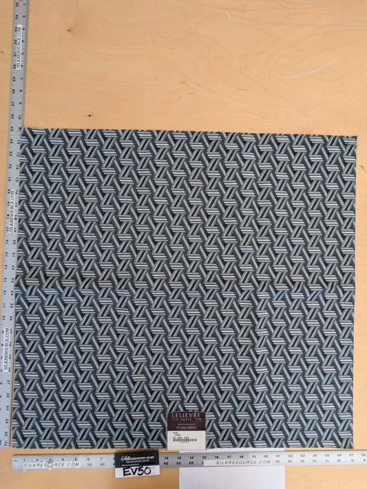 32 EV50 26" x 27" Scalamandre Lelievre Paris Tribu Lichen Large Jacquard Black Gray Polyester Geometric Graphic MSRP USD576/y