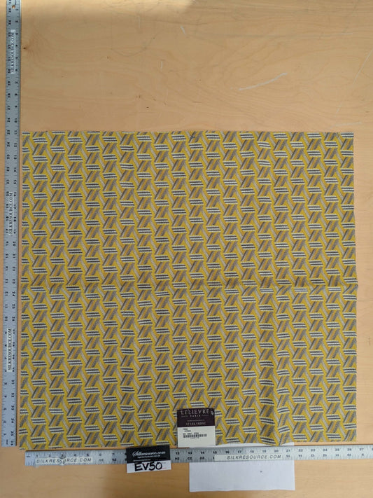 33 EV50 25" x 26" Scalamandre Lelievre Paris Tribu Citron Large Jacquard Yellow Polyester Geometric Graphic MSRP USD576/y