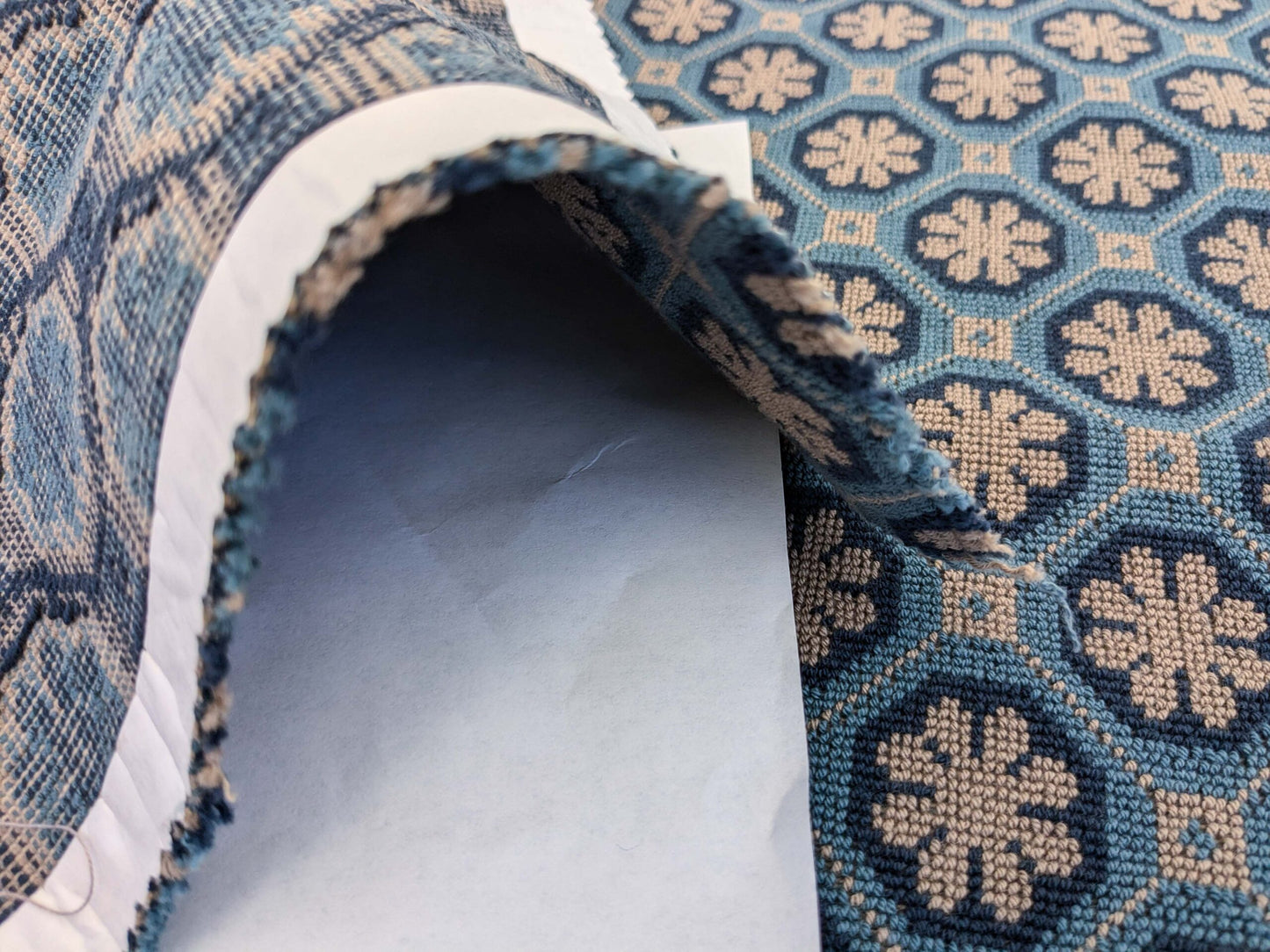 34 EV50 18" x 24" Scalamandre Colony Xi’an Blue Souffle Chinoiserie Diamond Ogee Geometric MSRP USD 598/y