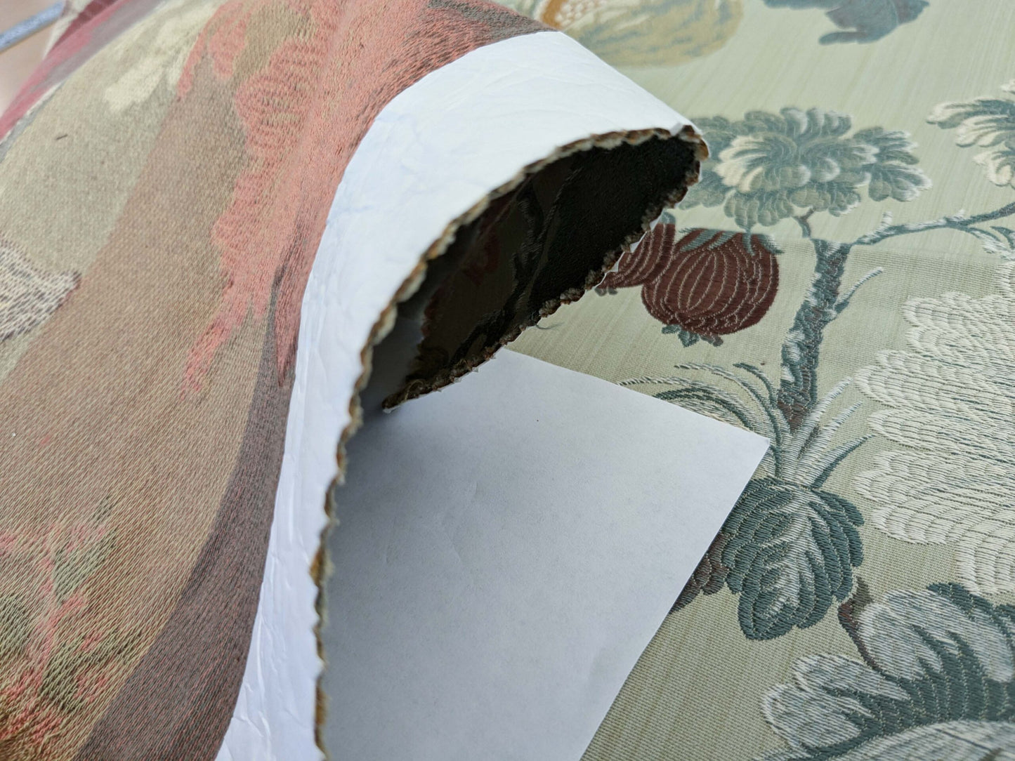 39 EV50 24" x 26" Scalamandre Perrault Sauge Silk lampas Green Fruits Foliage MSRP USD 690/y