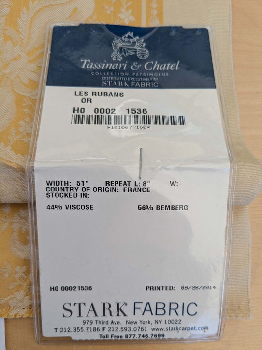 40 EV50 24" x 25" Scalamandre Tassinari & Chatel Les Rubans Or Stripe Yellow White