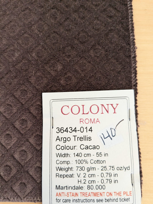 43 EV50 26" x 27" Scalamandre Colony Roma Argo Trellis Cacao Deep Brown Velvet Small Scale