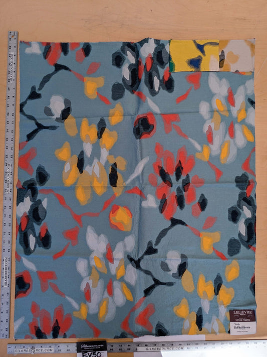 61 EV50 36" x 24" Scalamandre Lelievre Paris Bali-Le Aurore Floral White Yellow Blue Reversible