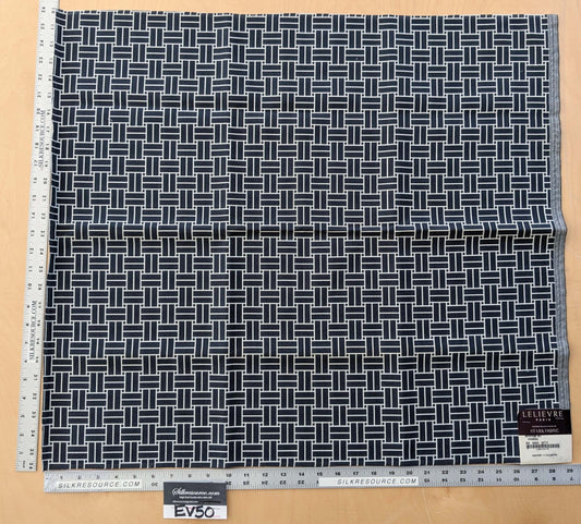 68 EV50 26" x 29" Scalamandre Lelievre Reverso M1 Ardoise Deep Blue-Gray Lattice Geometric