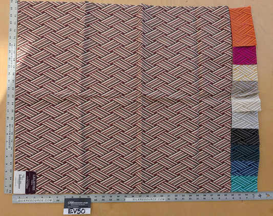 71 EV50 26" x 33"Scalamandre Lelievre Paris Vacoa Tomette Red White Diamond Ogee Viscose MSRP USD354/y