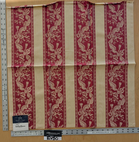 75 EV50 24" x 24" Scalamandre Tassinari & Chatel Les Rubans Rouge Stripe Red Beige