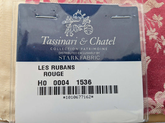 75 EV50 24" x 24" Scalamandre Tassinari & Chatel Les Rubans Rouge Stripe Red Beige