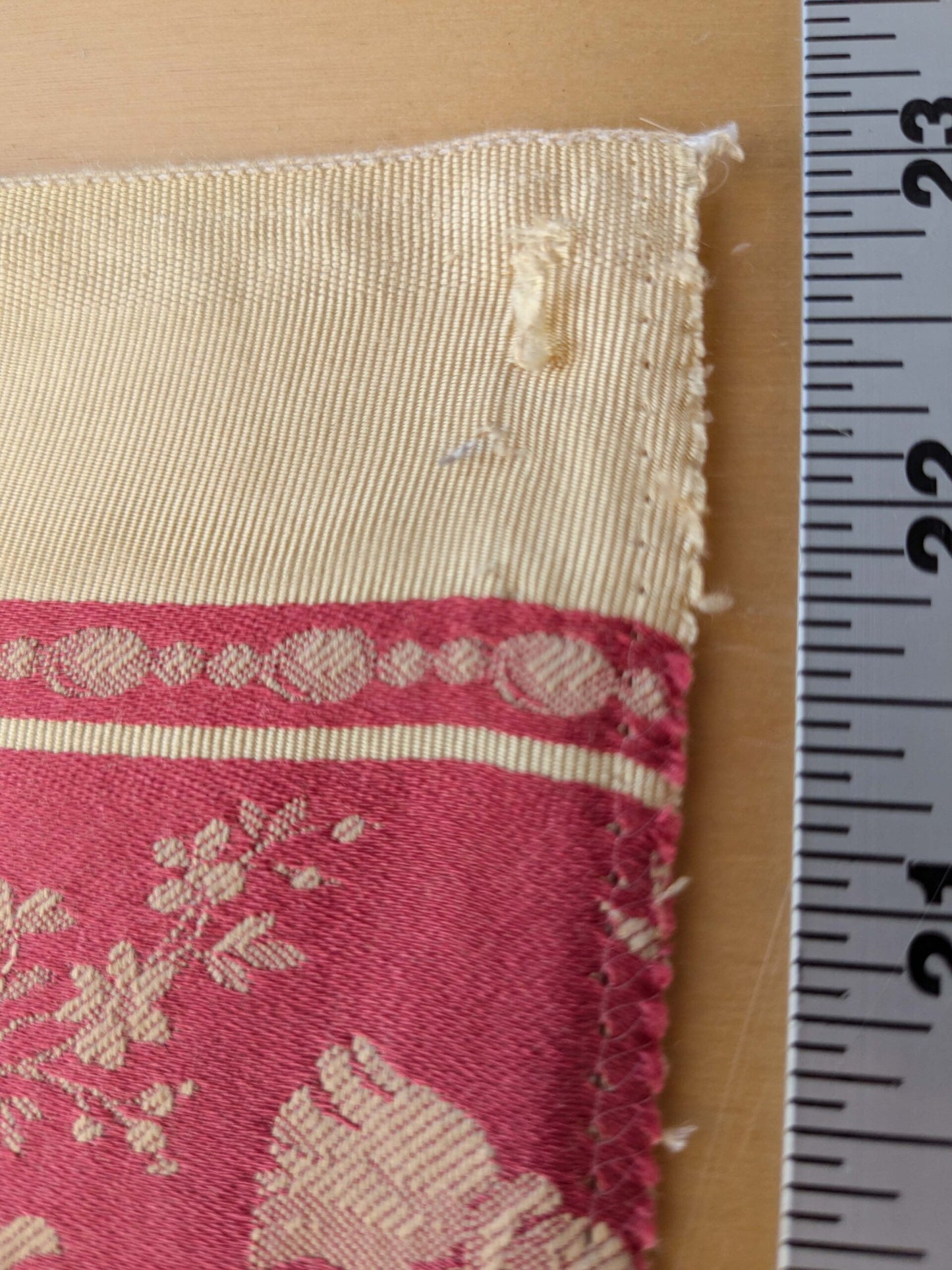 75 EV50 24" x 24" Scalamandre Tassinari & Chatel Les Rubans Rouge Stripe Red Beige