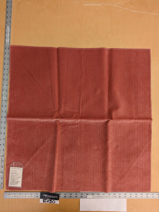 87 EV50 26" x 26" Square Scalamandre Boris Kroll Strie Velvet Coral Orange Texture Polyester MSRP USD154/y