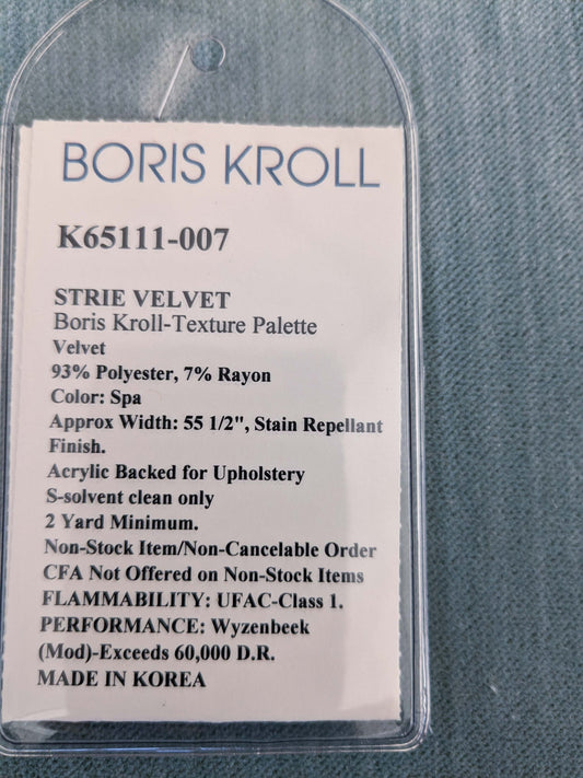 88 EV50 26" x 26" Square Scalamandre Boris Kroll Strie Velvet Spa Light Blue Texture Polyester MSRP USD154/y