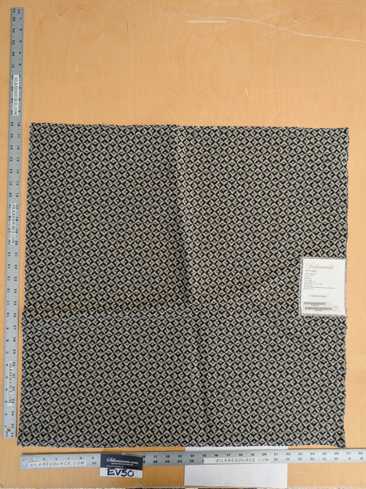 93 EV50 25" x 27" Square Scalamandre Khiva Weave Indigo Blue Beige Cotton Small Scale White MSRP USD 180/y