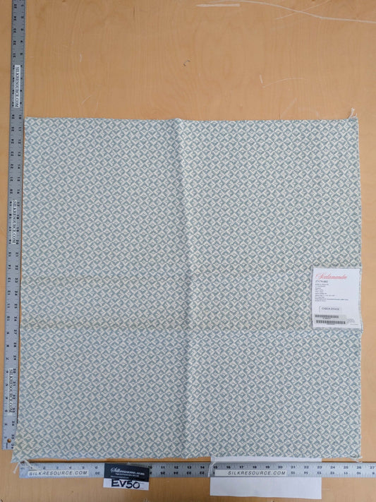 96 EV50 26" x 26" Square Scalamandre Khiva Weave Cloud Light Blue White Cotton Small Scale White MSRP USD 180/y