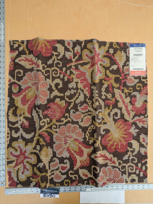 100 EV50 27" x 27" Square Scalamandre Moldavia Pomegranate Brown Linen Cotton Tapestry MSRP USD 684/yard