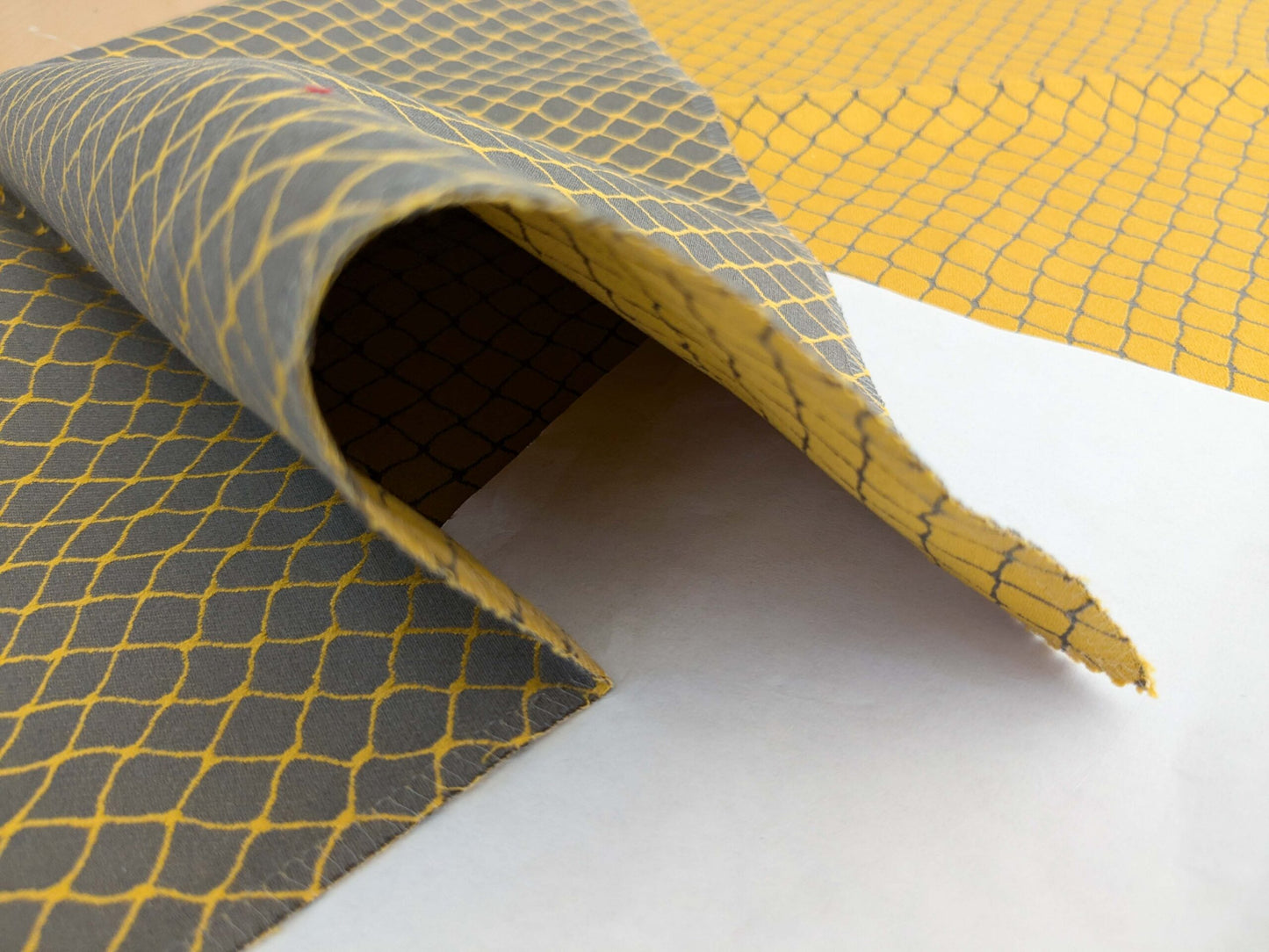 108 EV50 25" x 26" Square Jean Paul Gaultier Cabaret Pollen Yellow Gray Reversible Small Jacquard Diamond Cotton MSRP USD300+/y