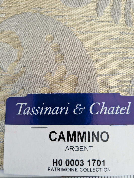 110 EV50 24" x 24" Square Scalamandre Tassinari and Chatel Cammino Argent Silver Gray Silk Damask Red MSRP USD1484/y